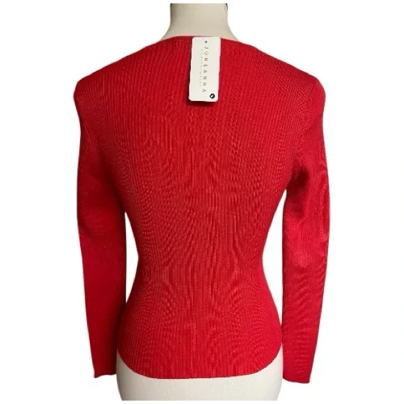 Red Square Neck Ribbed Sweater NWT - Picture 4 of 10